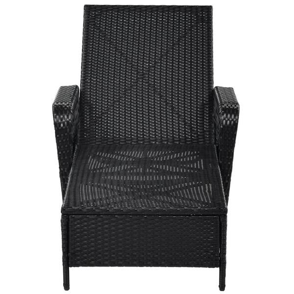 Wicker Outdoor Lounge Chair Sun Lounger Adjustable Backrest with