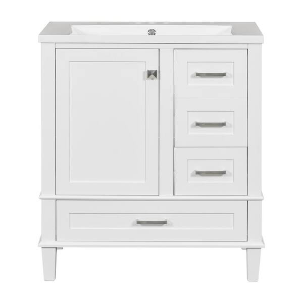 Aoibox 18 in. D x 30 in. W x 34 in. H Bath Vanity in White Bath with Single Combo Set a