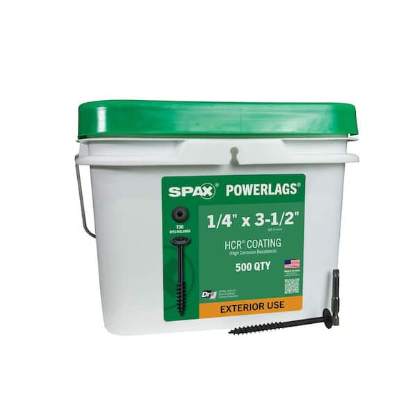 1/4 in. x 3-1/2 in. Black Exterior Powerlags Torx T-Star Washer Head Wood Lag Structural Screws (500 Ea) Bit Included