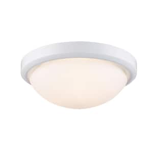 Bliss 15 in. 3-Light White Flush Mount Ceiling Light Fixture with Frosted Shade