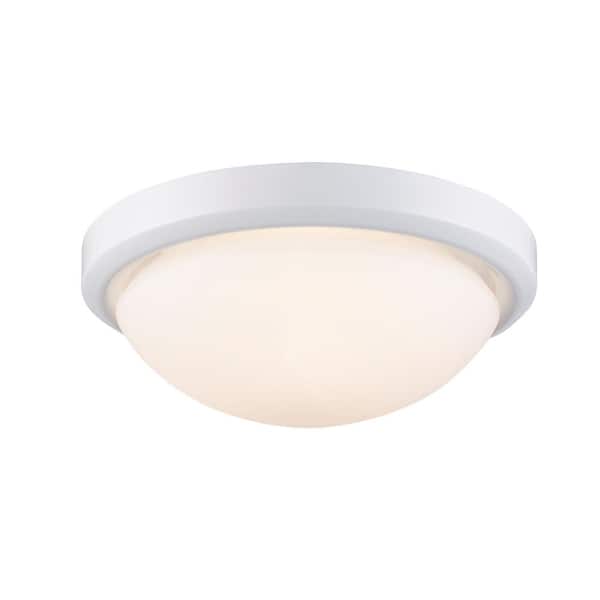 Bel Air Lighting Bliss 15 in. 3-Light White Flush Mount Ceiling Light Fixture with Frosted Shade
