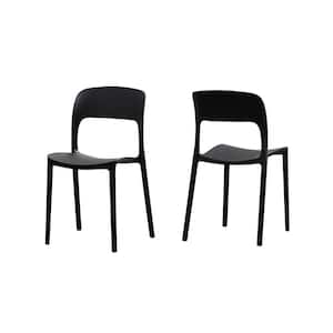 Katherina Black Armless Plastic Outdoor Dining Chairs (2-Pack)