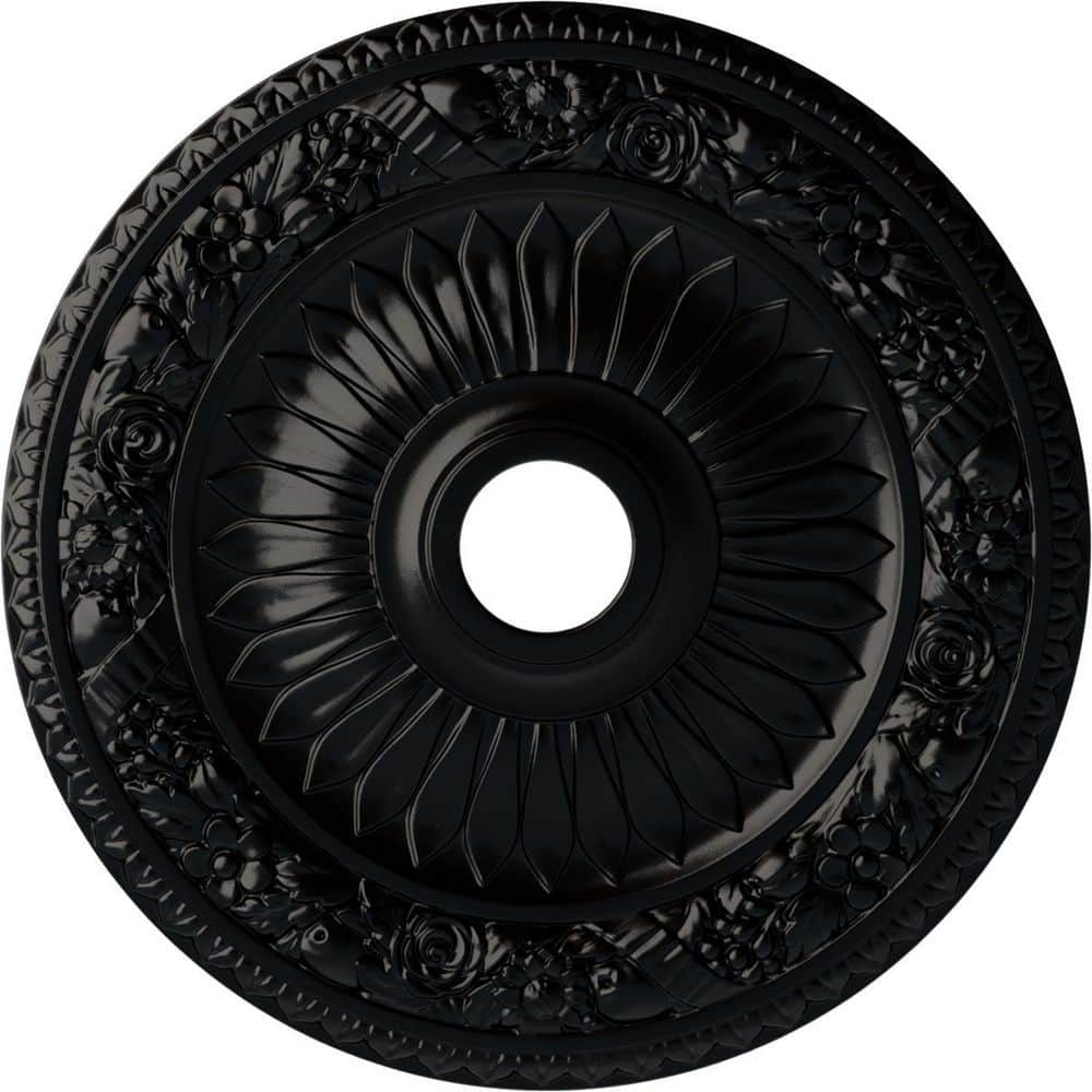 "1-1/8"" x 23-5/8"" x 23-5/8"" Polyurethane Bellona Ceiling Medallion, Hand-Painted Jet Black" price history on PriceWatchPro