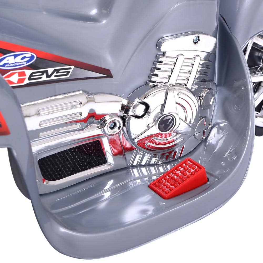 Gray 6-Volt Battery-Powered Ride-On Motorcycle
