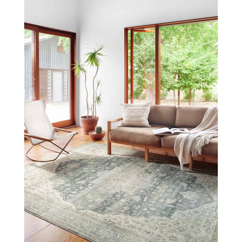 Skye 7'-6" x 9'-6" Charcoal/Dove Stain-Resistant Synthetic Area Rug