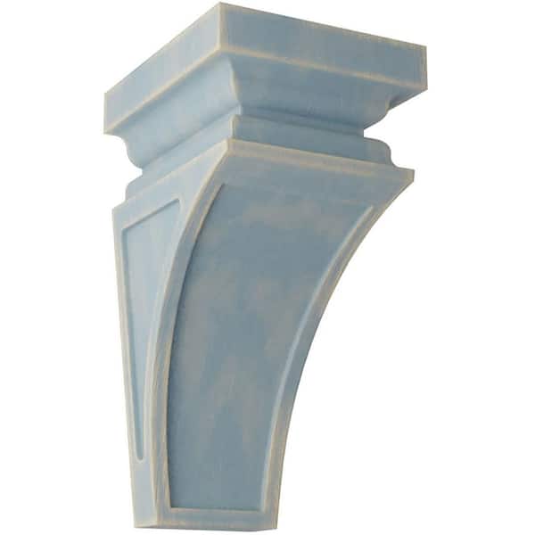 Ekena Millwork 4 in. x 8 in. x 4-3/4 in. Driftwood Blue Small Nevio Wood Vintage Decor Corbel