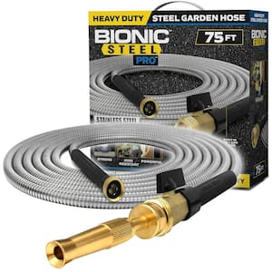 Pro 5/8 in. x 75 ft. Heavy-Duty Stainless Steel Garden Hose with Brass Fitting