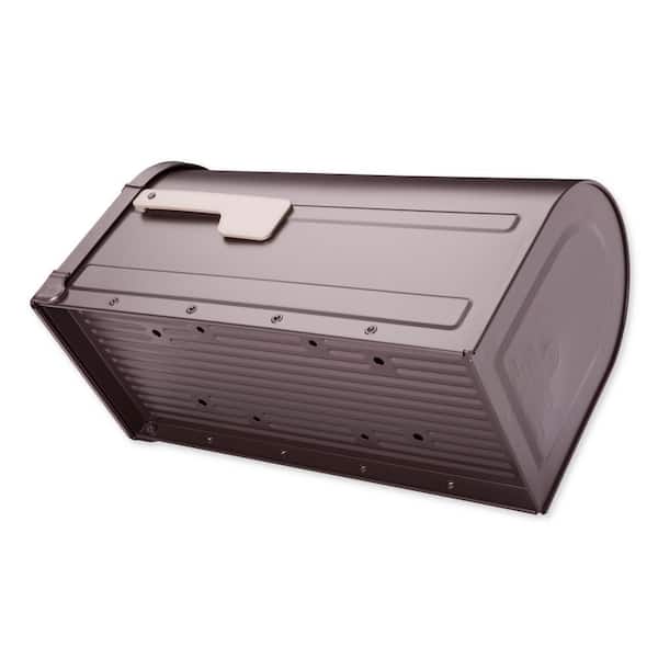 Roxbury Post Mount Mailbox Rubbed Bronze with Premium Cast Aluminum Knob and Champagne Flag