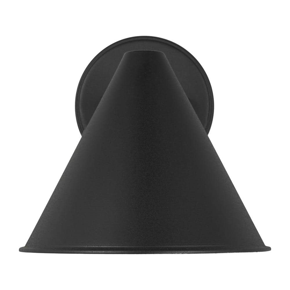 Crittenden Mid-Century Black Aluminum Cone Outdoor Wall Lantern
