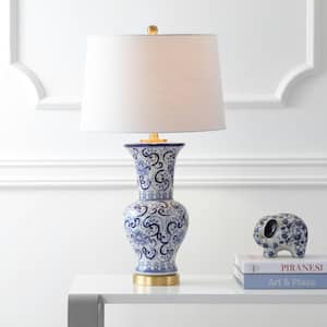 Leo 28.5 in. Blue/White Chinoiserie Table Lamp
