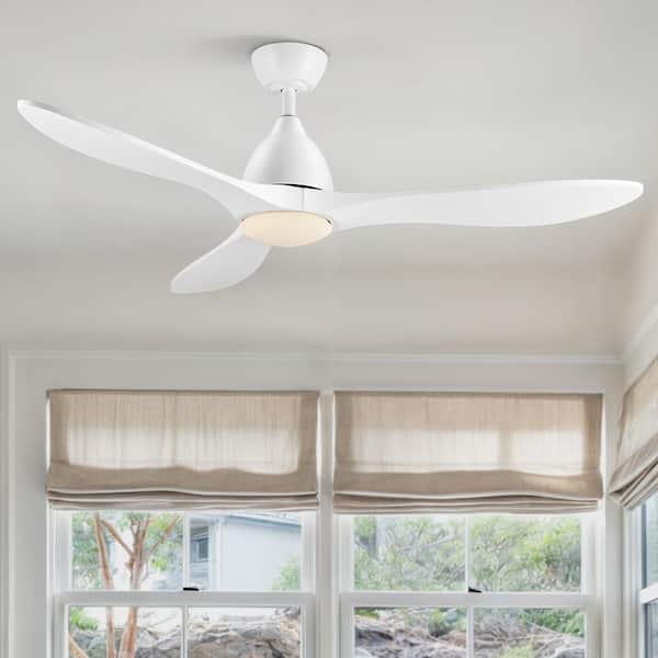 52 in. Smart Indoor White Standard Ceiling Fan with Dimmable Integrated LED Lights Remote App Voice Control