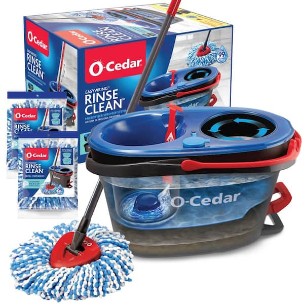 O-Cedar RinseClean Clean Water Spin Mop and Bucket System 2 Machine Washable Mop Head Replacements,Clean with Clean Water