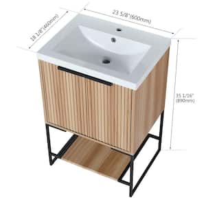 23.5 in. W x 18.1 in. D x 35.1 in. H Single Sink Freestanding Bath Vanity in Maple with White Resin Top