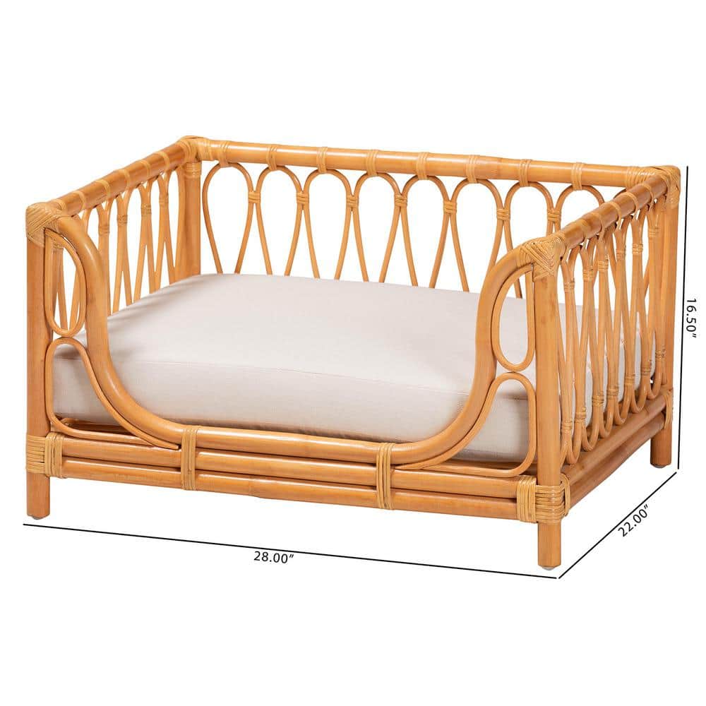 Kierra Small Honey Rattan Bohemian Elevated Pet Bed