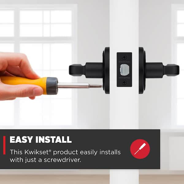 Kwikset Trafford Matte Black Reversible Round Straight Hall/Closet