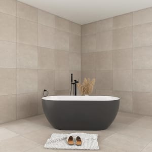 59 in. x 28 in. Freestanding Soaking Bathtub with Center Drain, White Inside Grey outside