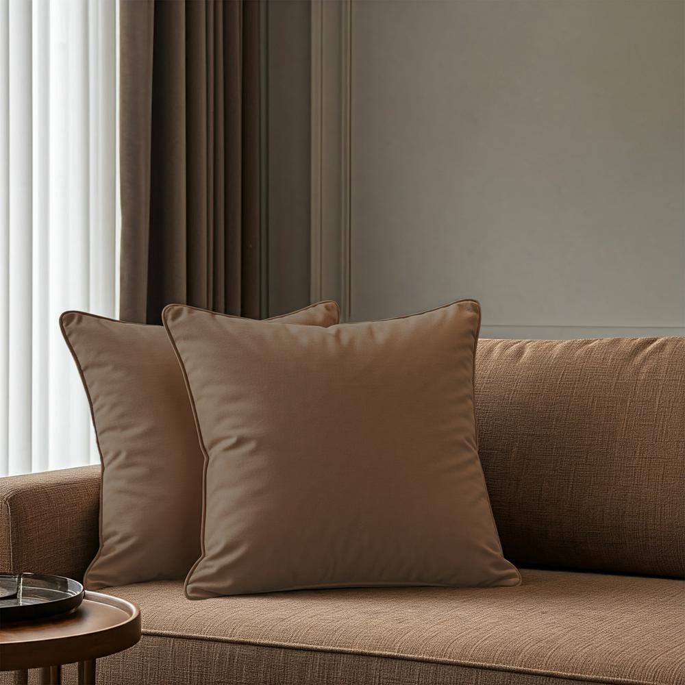 Cocoa Velvet 20" x 20" Pillow Covers with Hidden Zipper