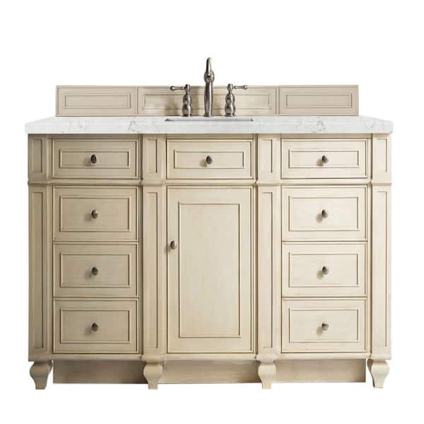 James Martin Vanities Bristol 60 in. W x 23.5 in.D x 345 in.H Single Bath Vanity in Vintage Vanilla with Quartz Top in Eternal Jasmine Pearl