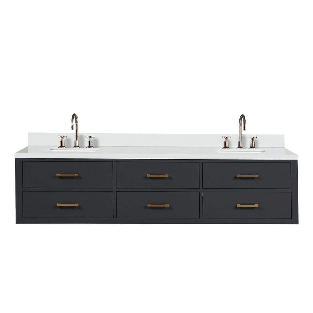 Sherman 80 in W x 22 in D Black Double Bath Vanity with White Quartz Top, and Faucet Set price history on PriceWatchPro