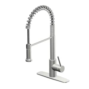 Lemist Single-Handle Coil Springneck Pull-Down Sprayer Kitchen Faucet in Stainless Steel