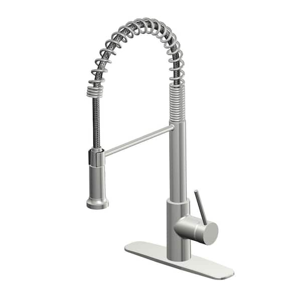 Glacier Bay Lemist Single-Handle Coil Springneck Pull-Down Sprayer Kitchen Faucet in Stainless Steel
