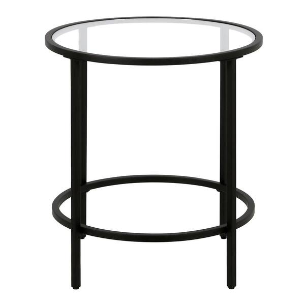 Meyer Cross Sivil 20 In Blackened Bronze Round Glass Side Table St0653 The Home Depot Blackened Bronze Round Glass Side Table, Round Glass Metal End Tables