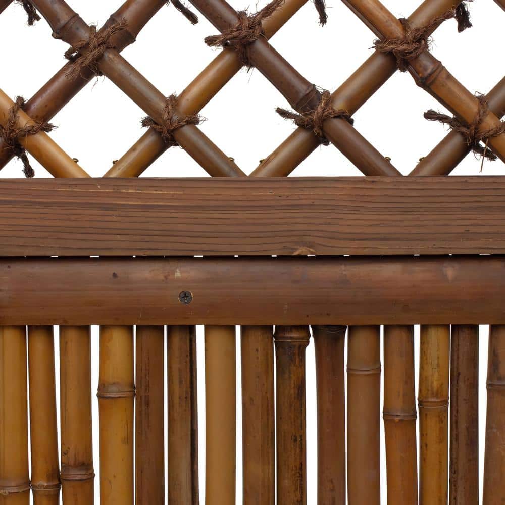 6 ft. Dark Bamboo and Wood Japanese Zen Garden Fence Panel
