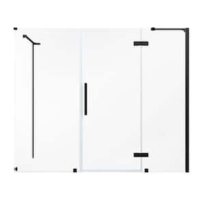 Tampa 80 1/8 in. W x 72 in. H Rectangular Pivot Frameless Corner Shower Enclosure in Black