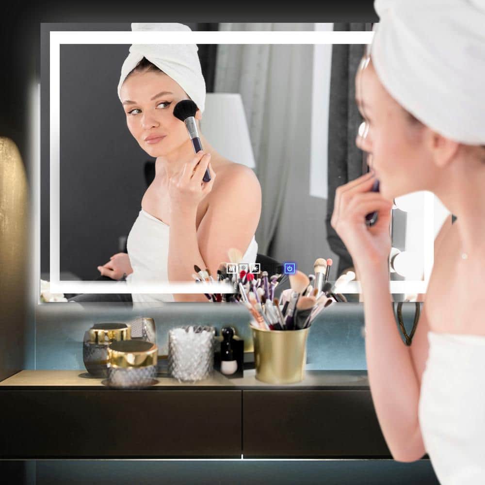 Sleek 60'' Frameless LED Lighted Full-Length Mirror with Touch Dimmer