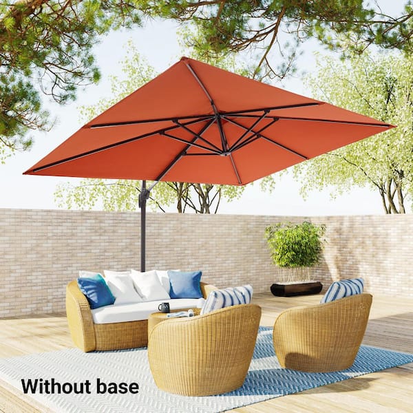 Sonkuki 11.5 ft. x 9 ft. Aluminum Pole Outdoor Cantilever Umbrella Patio Offset Umbrella in Rust Red