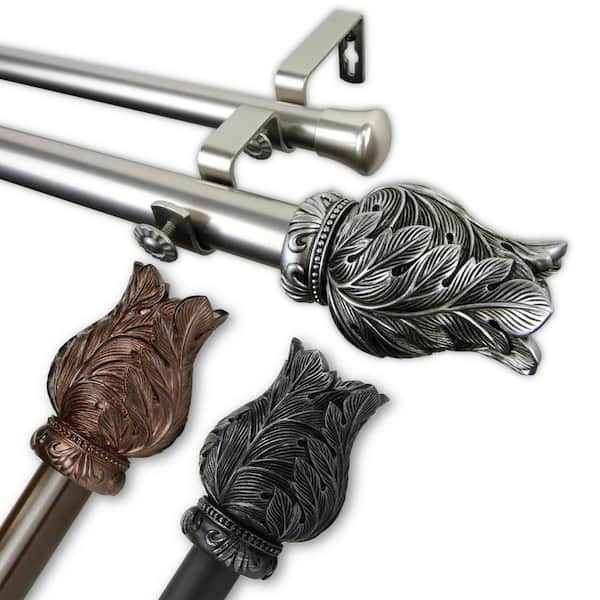 Rod Desyne Tulip 1 in. Double Curtain Rod 48 in. - 84 in. in Bronze