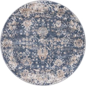 Portland Central Blue 3 ft. x 3 ft. Round Area Rug