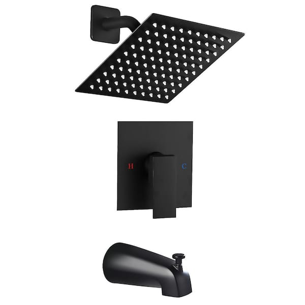 AKLFGN Single Handle 2-Spray Shower Faucet 1.75 GPM with High Pressure Tub Spout in. Matte Black