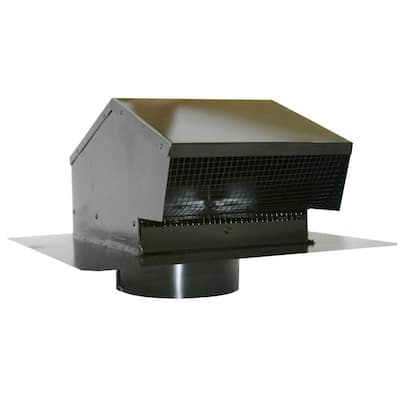 6 in. Galvanized Flush Roof Cap in Black with Removable Screen, Backdraft Damper and 6 in. Collar