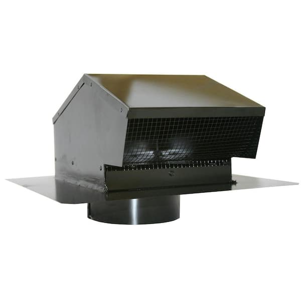 Speedi-Products 6 in. Galvanized Flush Roof Cap in Black with Removable Screen, Backdraft Damper and 6 in. Collar