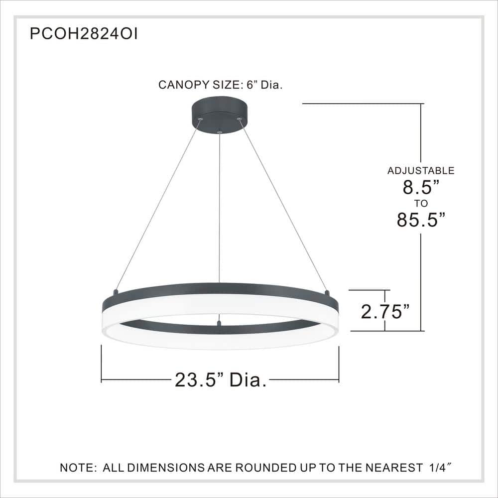 Cohen Contemporary LED Pendant in Oil-Rubbed Bronze with Etched Acrylic Shade