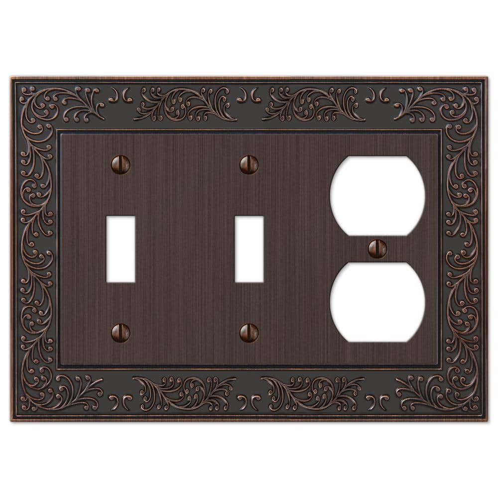 Aged Bronze 3-Gang Decorative Metal Wall Plate