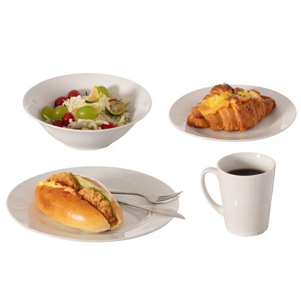 White Ceramic 16-Piece Dinnerware Set for 4