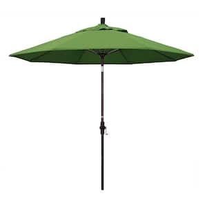 9 ft. Outdoor Market Patio Umbrella Bronze Aluminum Pole Fiberglass Ribs Collar Tilt Crank Lift in Sunbrella