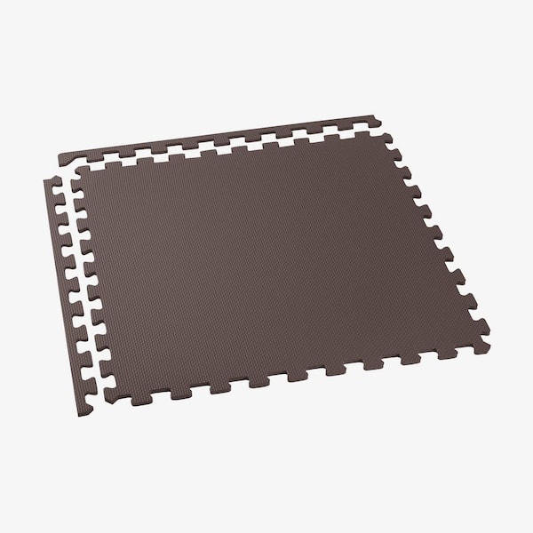 Brown 24 in. W x 24 in. L x 3/8 in. Thick Multipurpose EVA Foam Exercise/Gym Tiles 25 Tiles/Pack 100 sq. ft.