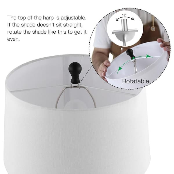 19" Contemporary Bohemian Ceramic Eyelet Pattern Floral Textured Bedside Table Lamp With Fabric Shade Off-White - Lalia Home: UL Listed - View #7