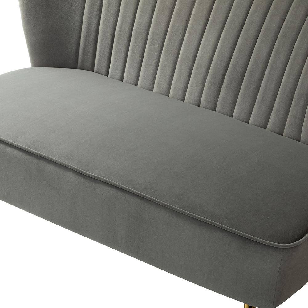 Buy Carmita Grey 47 in. Golden Base Velvet Tufted 2Seats Loveseats