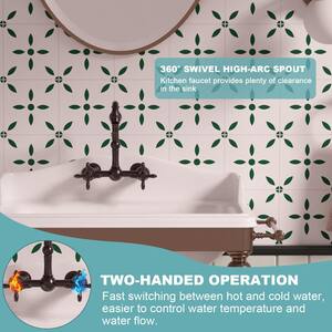 Bathroom Faucets - Solid Brass Wall Mount Bathroom Sink Faucet with 2 Cross Handles, Oil Rubbed Bronze - AK41718N1