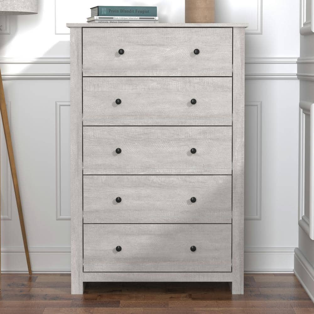 GALANO Genoa Dusty Gray Oak 5-Drawer Chest Of Drawer (46.2 In. H X 17.1 ...