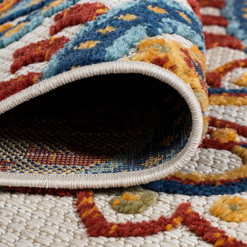 Gordes Paisley High-Low Orange Multicolor Synthetic Area Rug