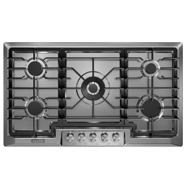 36 in. Gas Stove Cooktop in Stainless Steel with 5 Italy Sabaf Burners