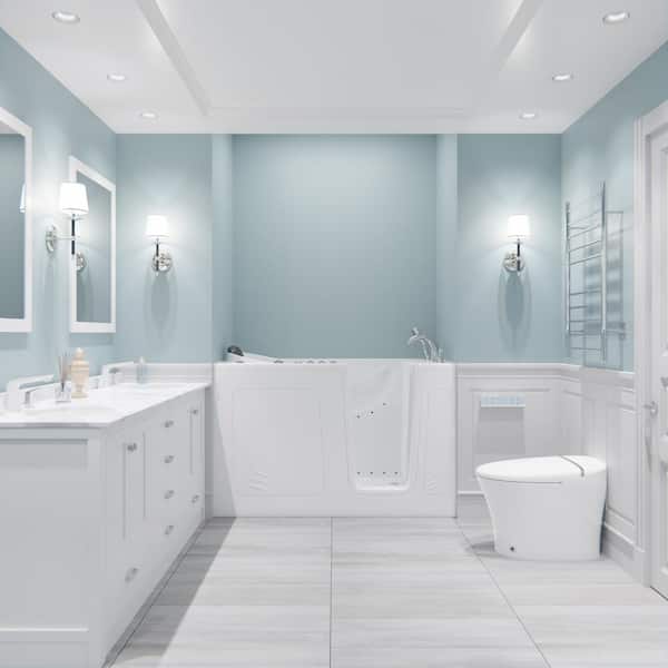 Safe Premier Series 32 in. L x 60 in. W Right Side Drain Combination Jetted Bathtub in White with Microbubbles Jet