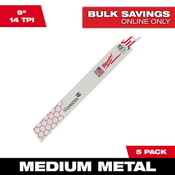 9 in. 14 TPI TORCH Thick Metal Cutting SAWZALL Reciprocating Saw Blades (5-Pack)