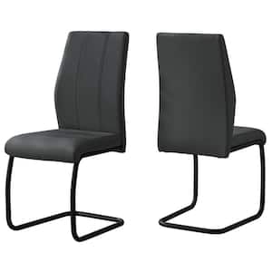 Jasmine Grey, Black Faux Leather Cushioned Parsons Chair Set of 2