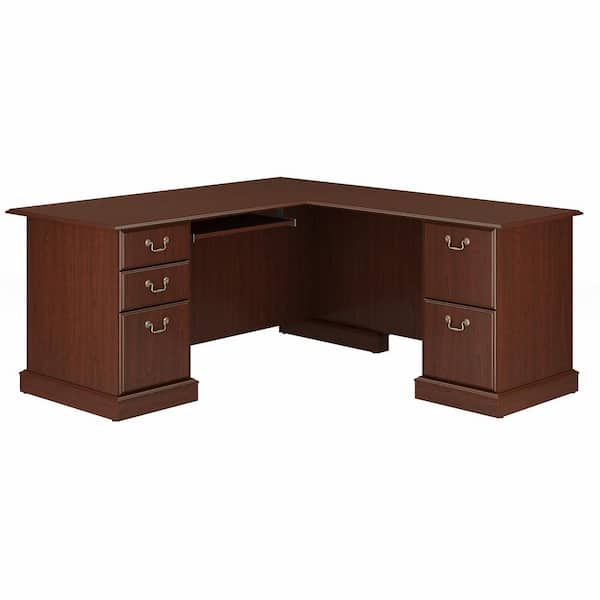 Bush Furniture Saratoga 66.02 in. L-Shaped Harvest Cherry Desk with Drawers